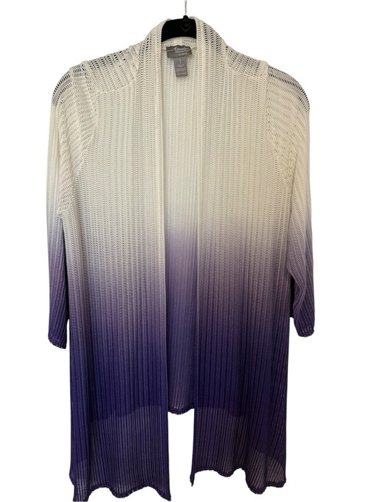 Travelers by Chico's Jackets & Blazers - Open-Front Ombre Knit Cardigan in Cream and Purple